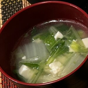 豆腐と白菜と水菜のスープ